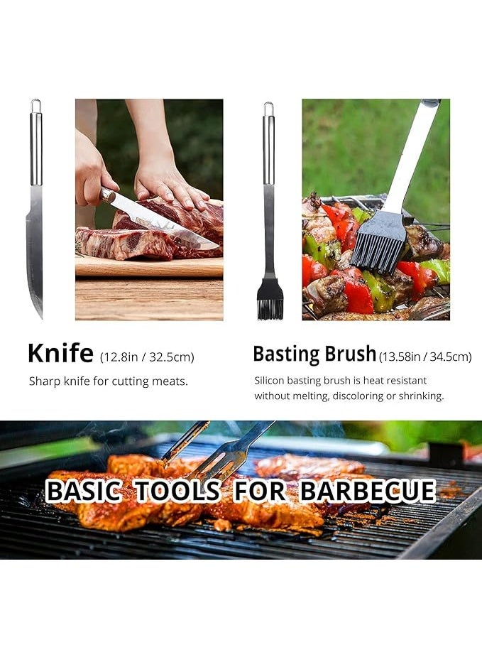 BBQ Utensil Set Stainless Steel Professional Barbecue Accessories Grill Tool with Bag Easy to Carry ，9 - Image 4